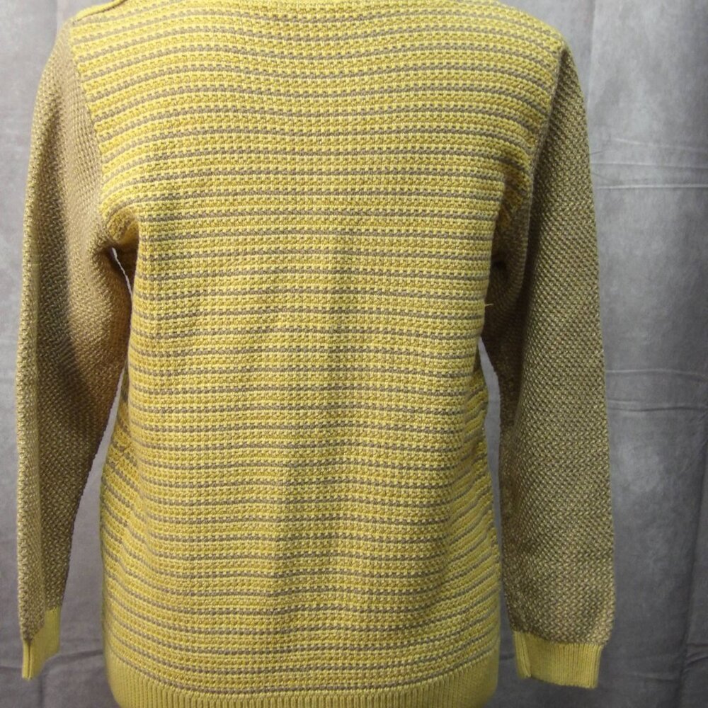 Boden Sweater Womens 12 Yellow Brown Metallic Striped Pullover Knit Cottage Core - Picture 5 of 8